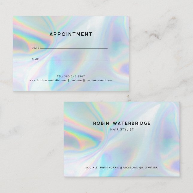 Modern Holographic Professional Stylist Business Card (Front/Back)