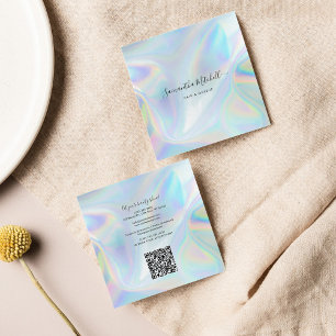 Modern Holographic QR Code Beautician Salon Square Business Card