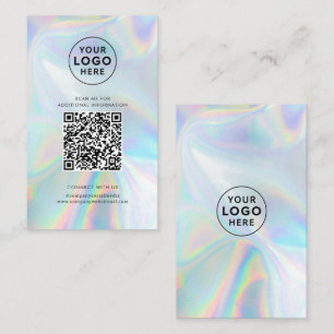 Modern Holographic QR Code Social Media Custom Business Card