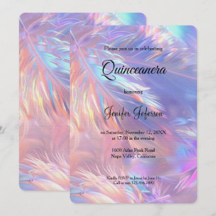 Modern holographic Quinceanera Invitation