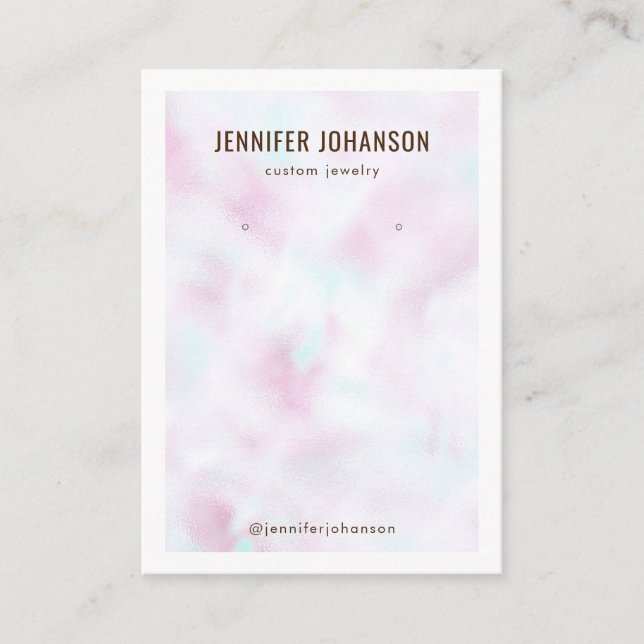 Modern Holographic Rainbow Earring Display Business Card (Front)