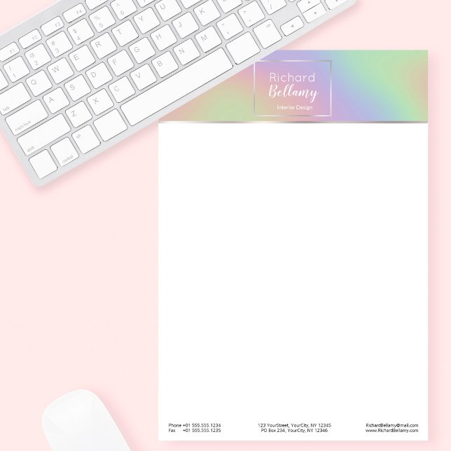 Modern Holographic Rainbow Effect Metal Frame Customized Letterhead (Creator Uploaded)