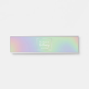 Modern Holographic Rainbow Effect Metal Frame Door Sign
