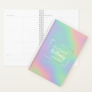 Modern Holographic Rainbow Effect Metal Frame Planner