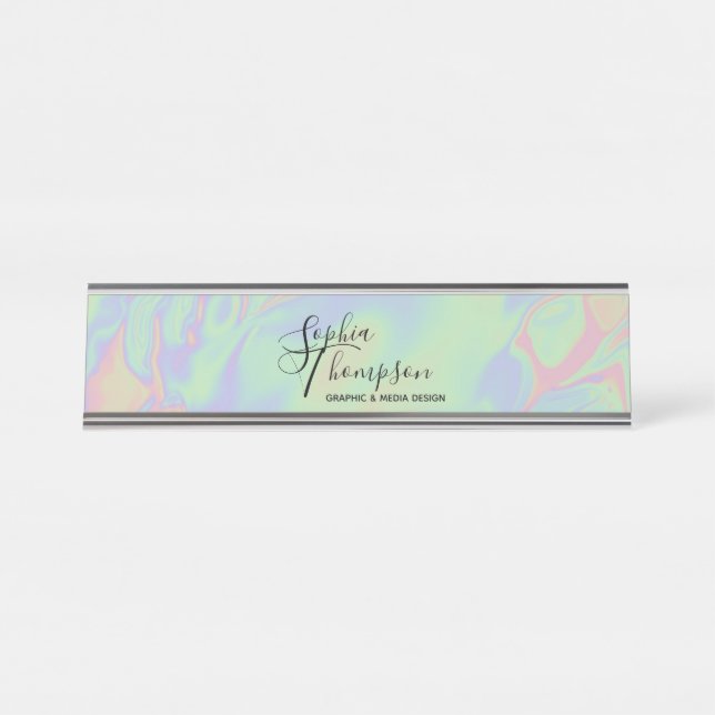 Modern Holographic Rainbow Pastel - Name Plate (Front)