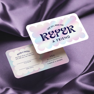Modern Holographic Retro Logo Refer A Friend Referral Card