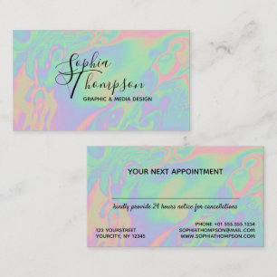 Modern Holographic Script Pastel Appointment Card