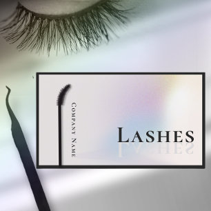 Modern Holographic Silver Lash technician Business Card