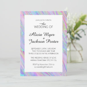 Modern Holographic Simple Wedding Invitation 