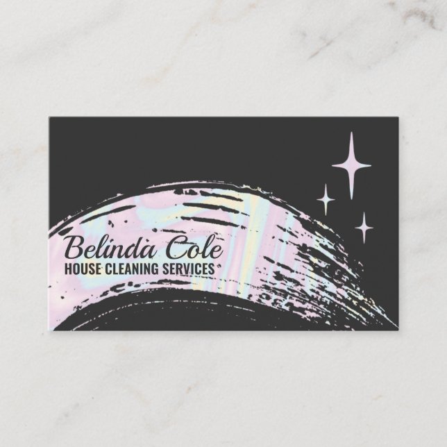Modern Holographic Soapy Cleaning Splatter Business Card (Front)