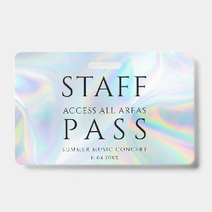 Modern Holographic Staff All Access Pass Concert ID Badge