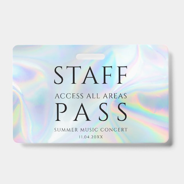Modern Holographic Staff All Access Pass Concert ID Badge (Front)