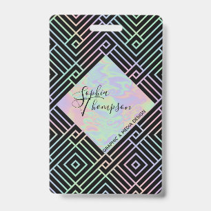 Modern Holographic Symmetric Pattern - Badge ID Badge