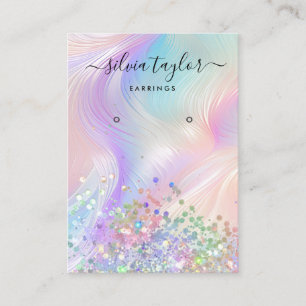 Modern holographic unicorn pastel earring display  business card