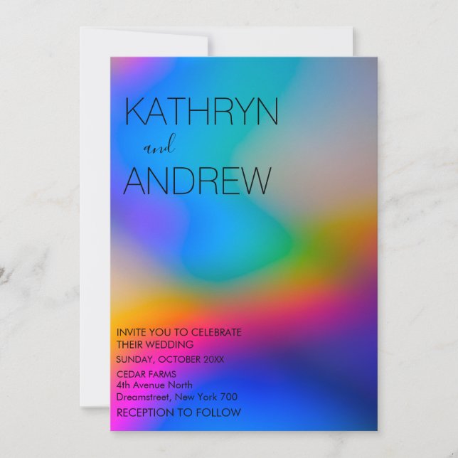 Modern Holographic Wedding Invitation (Front)