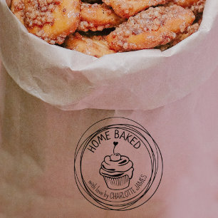 Modern Home Baked Cupcakes Rubber Stamp