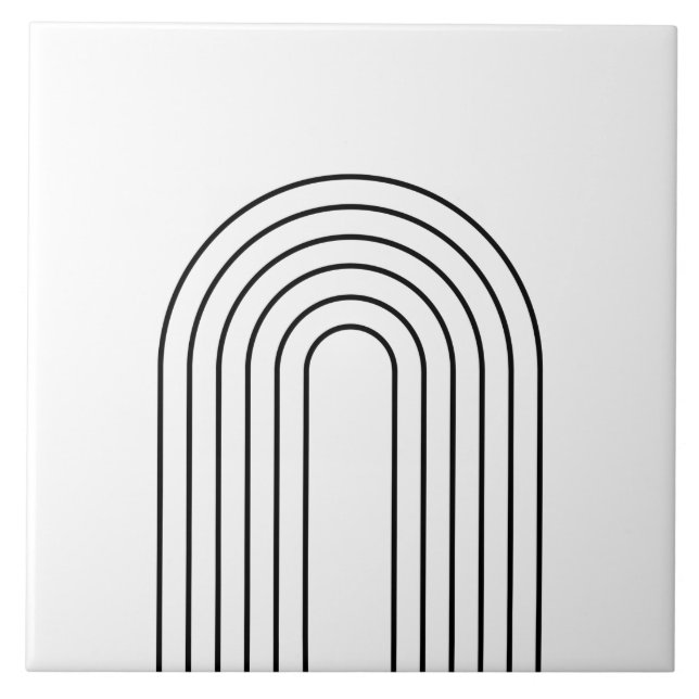 Modern home decor black and white lines abstract   tile (Front)