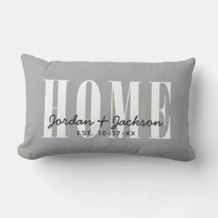 Modern Home Family Names Established Date Grey Lumbar Cushion