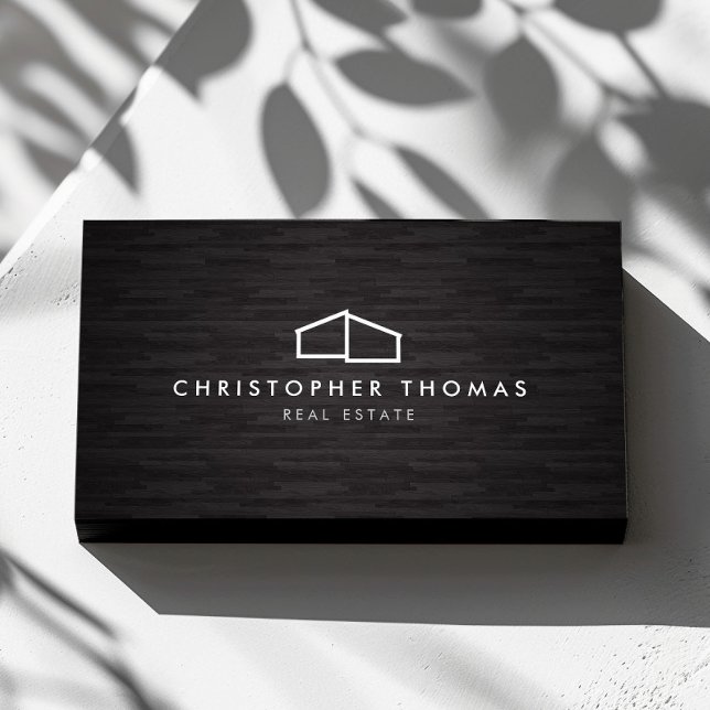 Modern Home Logo Architecture, Real Estate Dk Wood Business Card (Creator Uploaded)