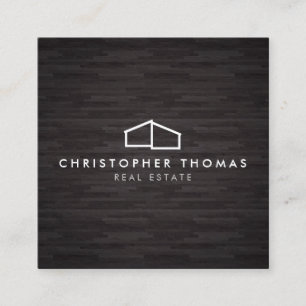 Modern Home Logo Architecture, Real Estate Dk Wood Square Business Card