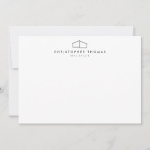 Modern Home Logo in Grey Flat Note Card