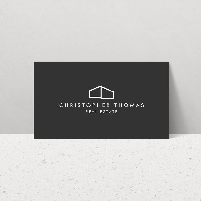 Modern Home Logo Real Estate, Realtor Dark Grey Business Card (Creator Uploaded)