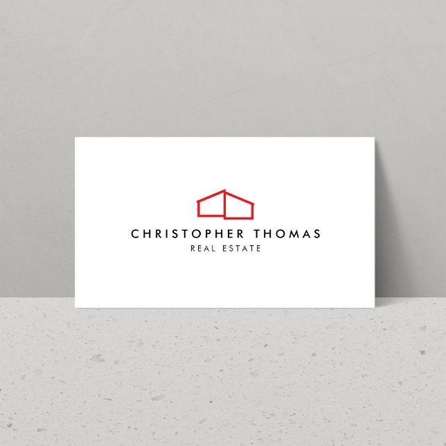 Modern Home Logo Real Estate Red/White Business Card (Creator Uploaded)