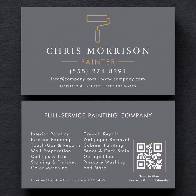 Modern Home Painter Contractor QR Code Business Card (Creator Uploaded)
