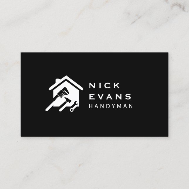 Modern Home Repair Logo Business Card (Front)