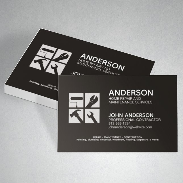 Modern Home Repair Maintenance Service Business Card (Creator Uploaded)