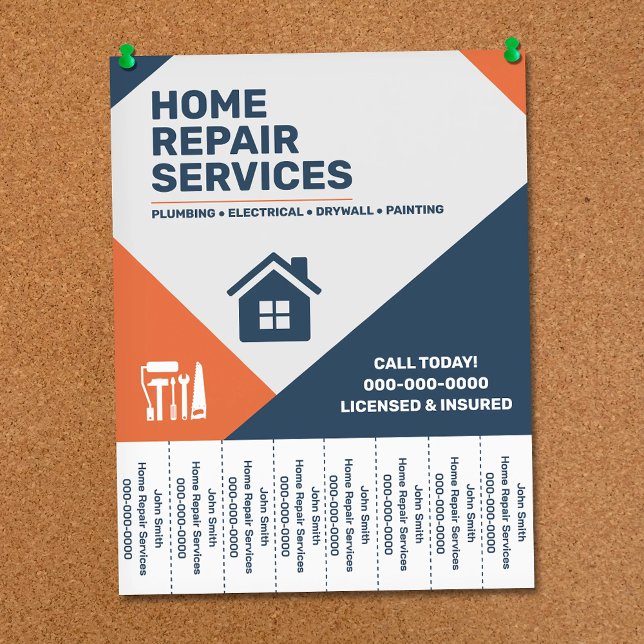 Modern Home Repair Tear Off Strips Flyer (Modern Home Repair Tear Off Strips Flyer)