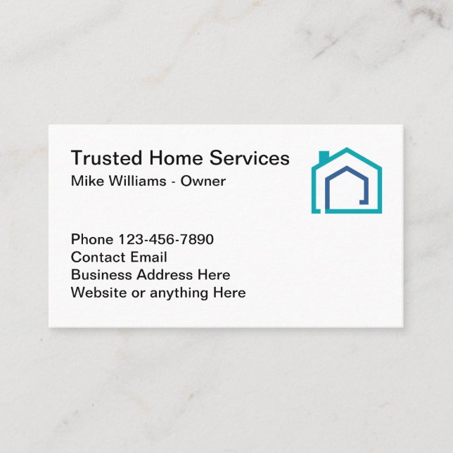 Modern Home Services Logo Business Cards (Front)