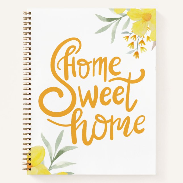 Modern Home Sweet Home Chic Floral Personalised  Notebook (Front)