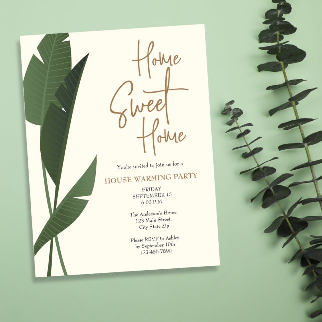 Modern Home Sweet Home Green House Warming Party Invitation (Creator Uploaded)