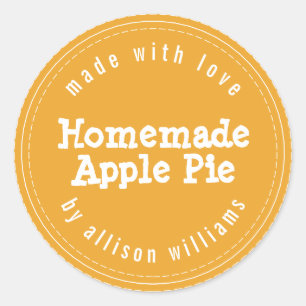 Modern Homemade Apple Pie Mellow Yellow Classic Round Sticker