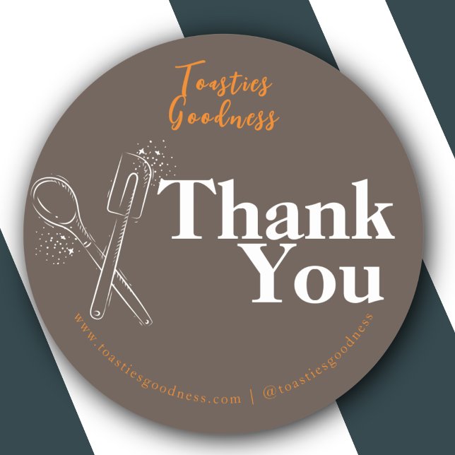 Modern Homemade Baked Goods Thank You Brown Classic Round Sticker (Creator Uploaded)