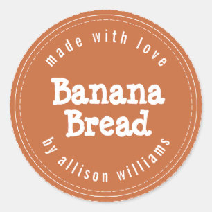 Modern Homemade Banana Bread Burnt Orange Classic Round Sticker