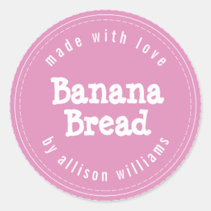 Modern Homemade Banana Bread Fuchsia Pink Classic Round Sticker