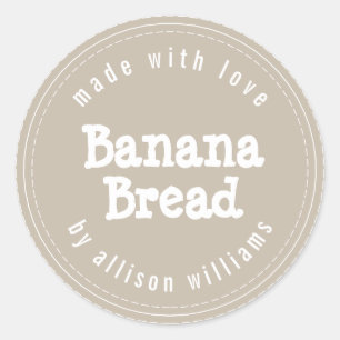 Modern Homemade Banana Bread Grey Classic Round Sticker