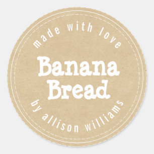 Modern Homemade Banana Bread Kraft Paper Classic Round Sticker
