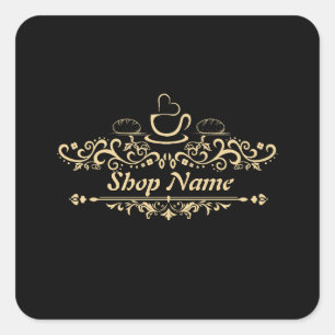 Modern Homemade coffee Bakery custom Business Logo Square Sticker