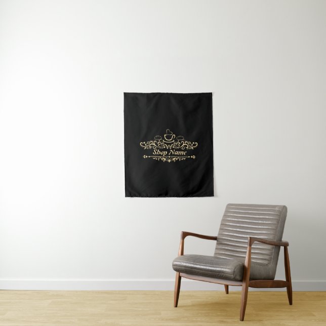 Modern Homemade coffee Bakery custom Business Logo Tapestry (In Situ)
