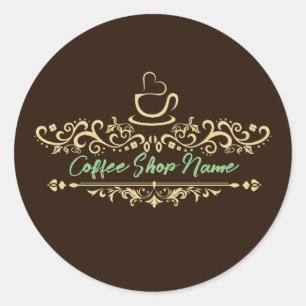 Modern Homemade Coffee welcome custom Business Log Classic Round Sticker