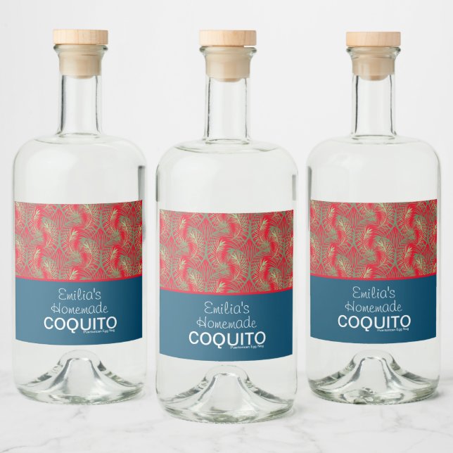 Modern Homemade Coquito Recipe Business Branding Liquor Bottle Label (Bottles)
