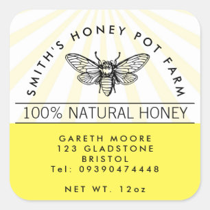 Modern Homemade Honey JAR Square Sticker