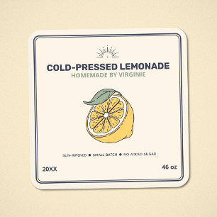Modern Homemade Lemonade Label Sticker