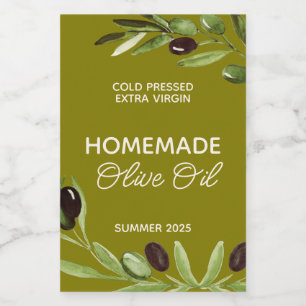 Modern Homemade Olive Oil Bottle Food Label Olives