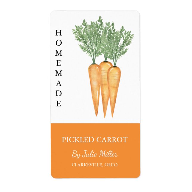 Modern Homemade Pickled Carrot Label (Front)