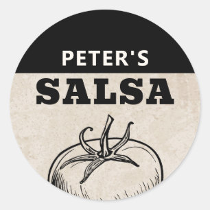 Modern Homemade tomato Salsa grunge design Classic Round Sticker