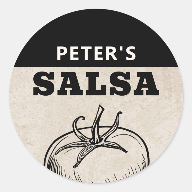 Modern Homemade tomato Salsa grunge design Classic Round Sticker (Front)